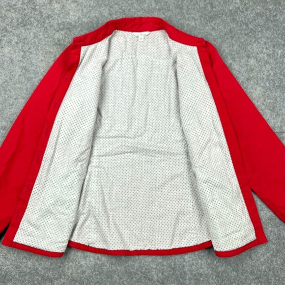 LL Bean Signature Shirt Jacket Womens 6 Red Button Up Lined Cotton Pockets - Picture 7 of 13